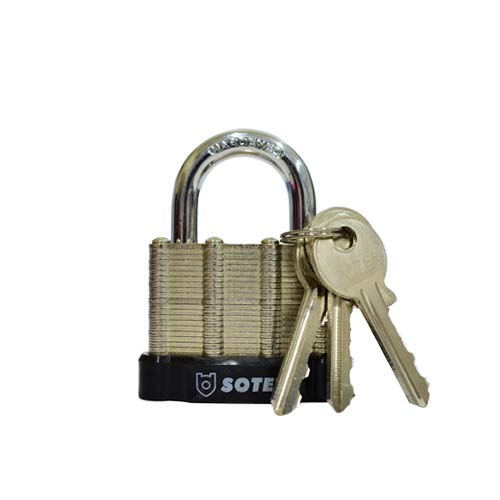 SOTER
Laminated Padlock
• 3 keys included
• Laminated steel body
• Brass cylinder
Available in:
- 30mm 
- 40mm
- 50mm