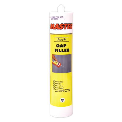 MASTER
Gap Filler
• Usage 
- Wood
- Marble
- Concrete
- Metal
Content: 300 ml
Fill capacity: 20 m